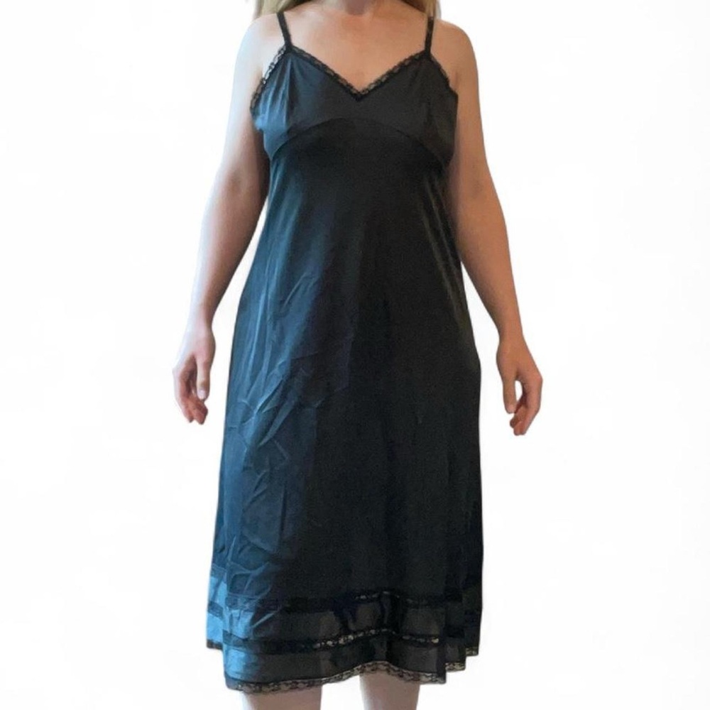 Vintage Black slip dress with lace trim